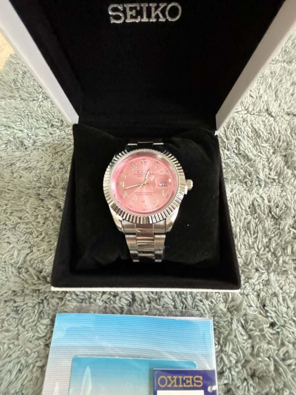 Seiko Mod Datejust Arabic Dial Pink Watch